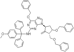6-(Benzyloxy)-9-((1S,3R,3S)-4-(benzyloxy)-3-(benzyloxymethyl)-2-methylenecyclopentyl)-N-((4-methoxyphenyl)diphenylmethyl)-9H-purin-2-amine